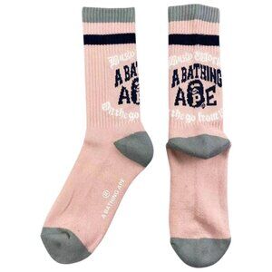 BAPE College Crew Socks Pink Gray Navy | A Bathing Ape